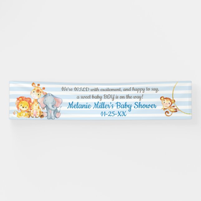 Dschungel-Elefant-Babyparty-Fahne Banner (Horizontal)