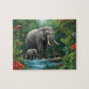 Dschungel-Elefant und Baby-Safari Puzzle