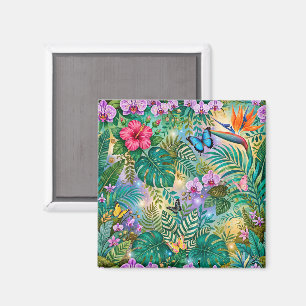 Dschungel-Fantasie Schmetterlinge Blumen Fröhlich Magnet