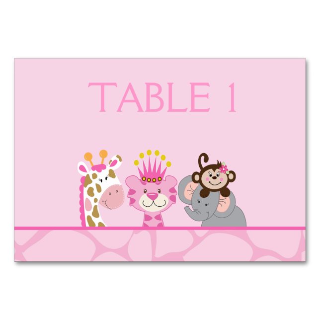 Dschungel & Freunde - CustomizedTable Card Tischnummer (Vorderseite)