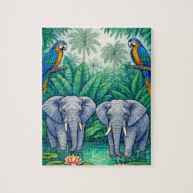 Dschungel-Freunde-Wasserparty-Puzzle Puzzle (Vertikal)