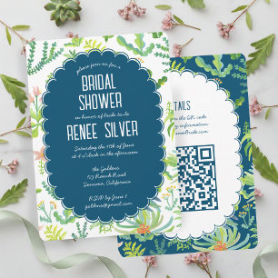 Dschungel-Garten-Aquarell-Individual QR  Brautpart Einladung