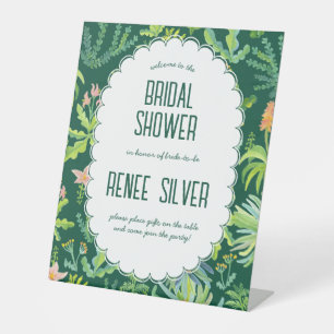 Dschungel-Garten-Aquarell-individuelle BRIDAL-SHOW Sockelschild