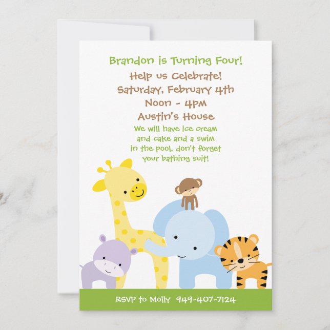 Dschungel-Geburtstags-Party Einladung (Vorderseite)