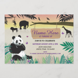 Dschungel-Geburtstags-Safari-Zoo-Panda-Geburtstag Einladung