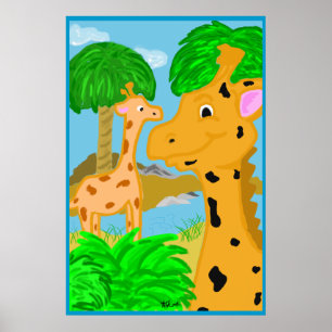 Dschungel-Giraffen-Poster-Druck Poster