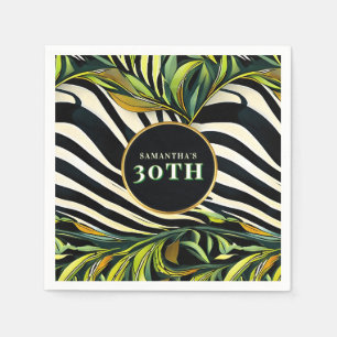 Dschungel Glam Zebra Tierdruck Geburtstag Alter Serviette