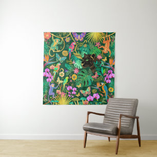 Dschungel Golden Fantasy Surreal Exotisch Wandteppich