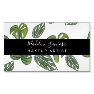Dschungel Grün Wasserfarbe Monstera Salon Make-up  Magnetische Visitenkarte