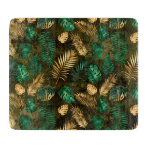 Dschungel Grüngelbe tropische Blätter Schneidebrett