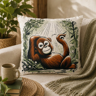 Dschungel-Harmonie: Orang-Utan-inspiriert  Kissen
