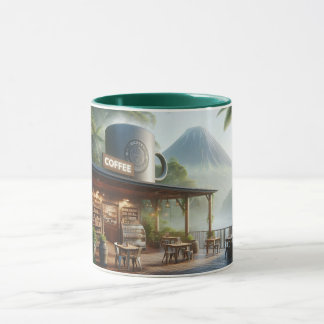 Dschungel-Kaoffee-Oase mit majestätischer Vulkanan Tasse
