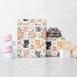 Dschungel-Kartontiere und Blumen Geschenkpapier