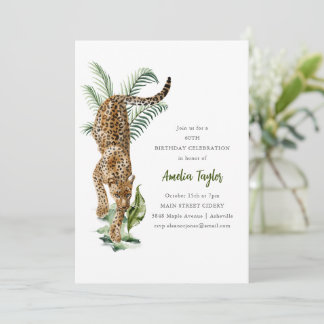 Dschungel-Leopard-Aquarell 60. Geburtstagsfeier Einladung