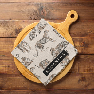 Dschungel-Leopard Wildtier-Muster Geschirrtuch