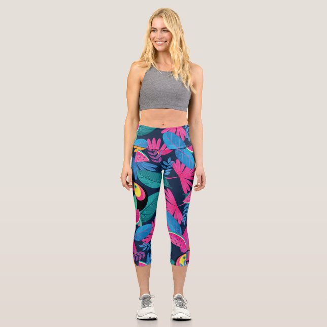 Dschungel-Mischmasch Capri Leggings (Vorderseite)
