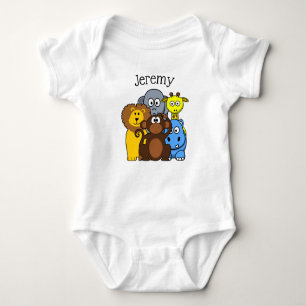 Dschungel-oder Zoo-Tier-Themed personalisiertes Baby Strampler