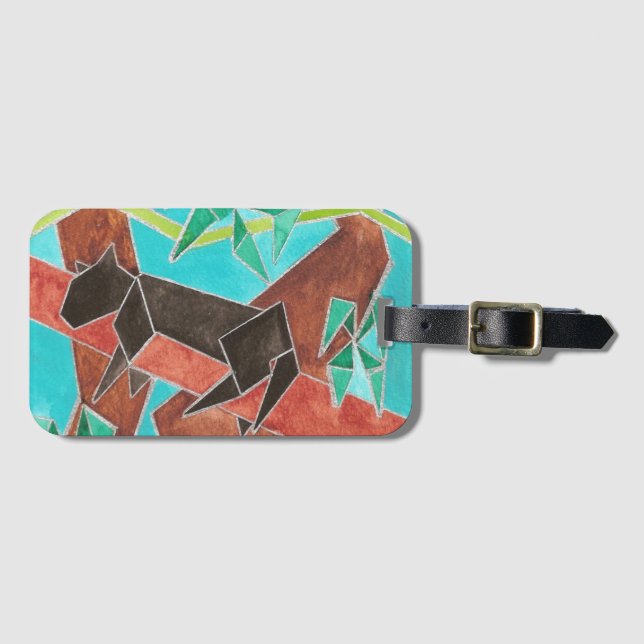 Dschungel Panther Original Abstrakt Kunst Gepäckanhänger (Vorderseite (Horizontal))