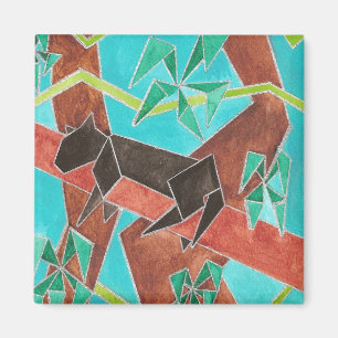 Dschungel Panther Original Abstrakt Kunst Magnet