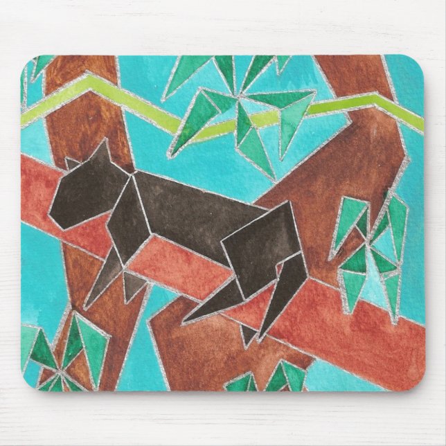 Dschungel Panther Original Abstrakt Kunst Mousepad (Vorne)