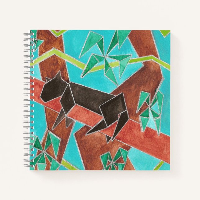 Dschungel Panther Original Abstrakt Kunst Notizbuch (Vorderseite)