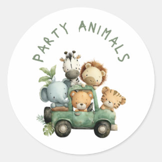 Dschungel-"Party-Tiere"-Rundsticker Runder Aufkleber