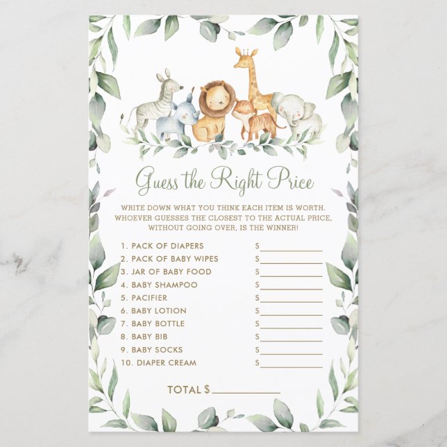 Dschungel rät euch das richtige Baby Duschspiel (Vorderseite)