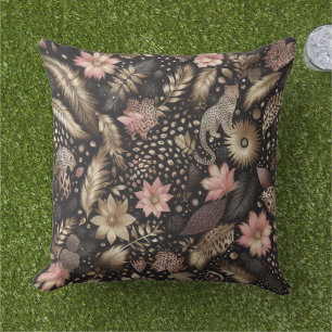 Dschungel Rosa, Gold und Schwarz Leopard Kissen