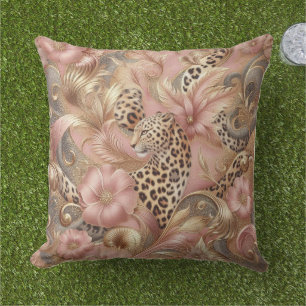 Dschungel Rosa und Brauner Leopard Kissen