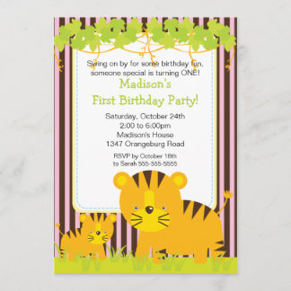 Dschungel-Safari-Baby-Tiger-Geburtstags-Party Einladung