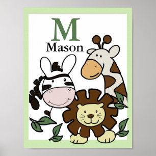 Dschungel-Safari-Druck Baby-Zoo-Tiere Poster