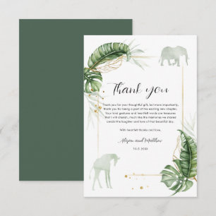 Dschungel-Safari-Elefant-Giraffe-Baby-Party Dankeskarte