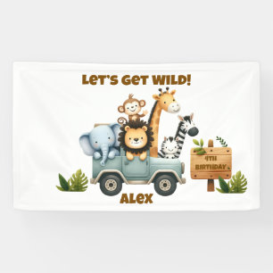 Dschungel-Safari-Geburtstagsbanner Editierbares P Banner