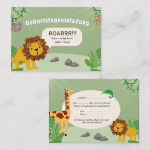 Dschungel Safari Geburtstagseinladung mit Text Mitteilungskarte