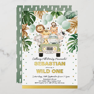 Dschungel-Safari-Party-Tiere-Wilde-Ein-Geburtstag Folieneinladung