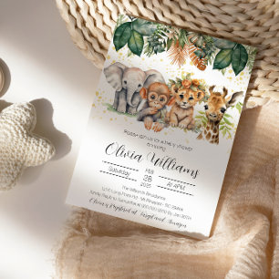 Dschungel-Safari-Tier Elegante Babyparty Einladung