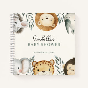 Dschungel-Safari-Tiere Baby Shower Gästebuch Notizbuch