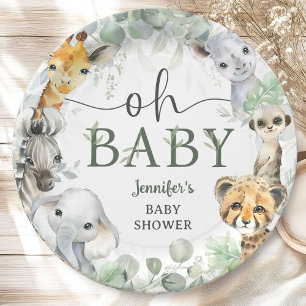 Dschungel-Safari-Tiere Baby Shower Oh Baby Pappteller