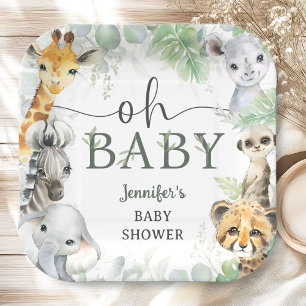 Dschungel-Safari-Tiere Baby Shower Oh Baby Pappteller