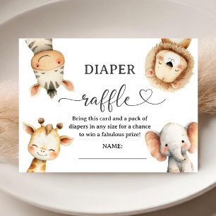 Dschungel-Safari-Tiere Baby Shower Windel-Raffle Begleitkarte