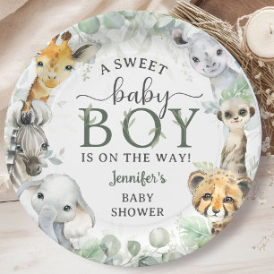Dschungel-Safari-Tiere Jungen-Baby-Party Tropisch Pappteller