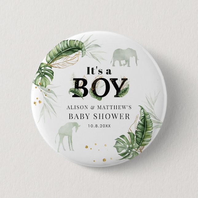 Dschungel-Safari-Tiere Natur Thema Junge Baby-Part Button (Vorderseite)