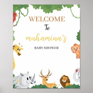 Dschungel-Safari-Wild-One-Baby-Shower-Willkommensp Poster