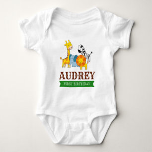 Dschungel-Safari-Zoo-Tiergeburtstags-Babyparty Baby Strampler