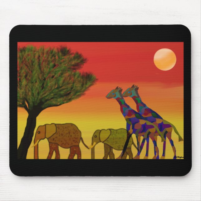 Dschungel-Sonnenuntergang Mousepad (Vorne)