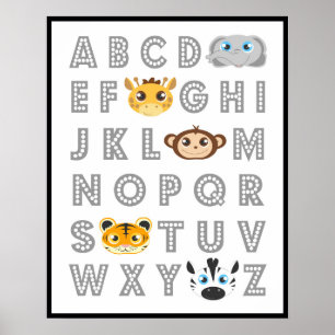Dschungel-Tier-Alphabet Poster