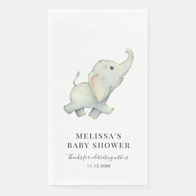 Dschungel-Tier Elefant Baby Shower Serviette (Vorderseite)