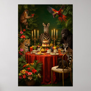 Dschungel-Tier-Teeparty-Plakat, Maximalist Poster