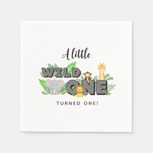 Dschungel-Tier-Wilde-Eins-Geburtstagsservietten Serviette