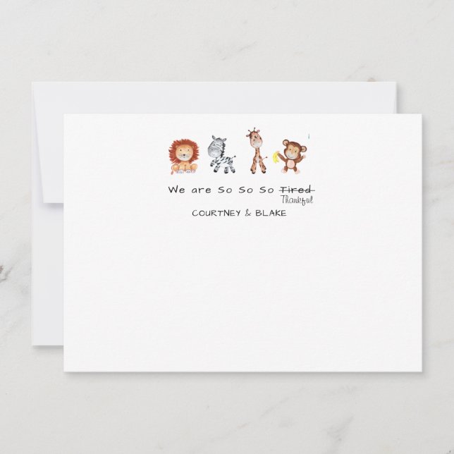 Dschungel-Tiere danken Ihnen zu kardieren Dankeskarte (Vorderseite)